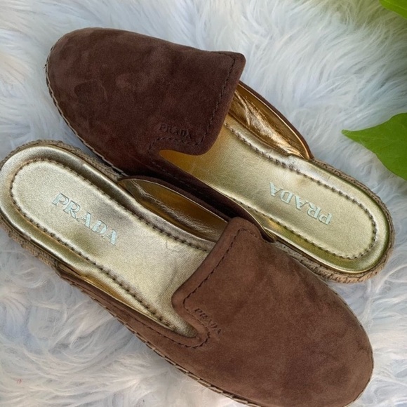 Prada Shoes - PRADA Suede Espadrille Mules, 36